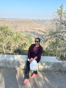 Scenic view of Ajanta Caves across the Waghora valley